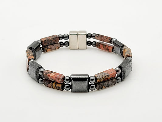 Leopard Skin Jasper with Hematite Square