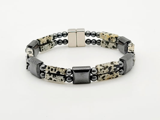 Dalmatian Jasper with Hematite Square