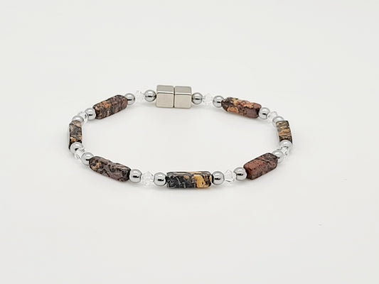 Leopard Jasper Rectangle w Crystal