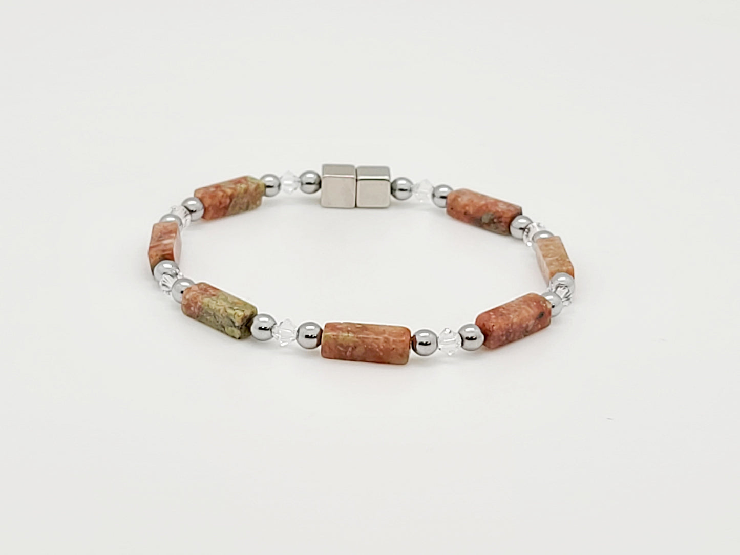 Autumn Jasper Rectangle w Crystal Necklace